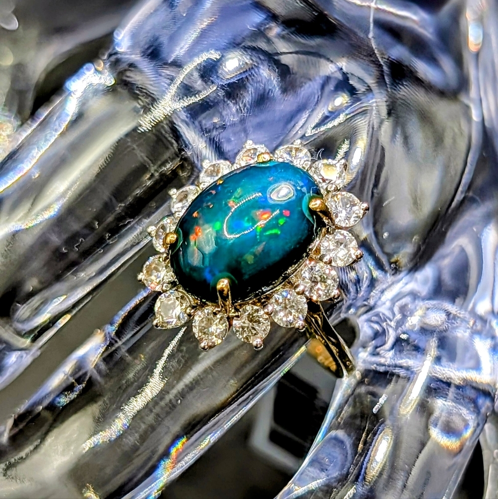 10K Gold Miami Blue Opal